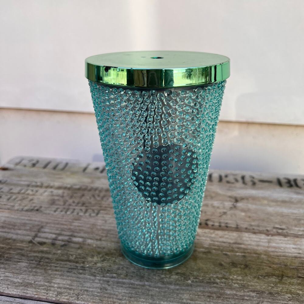 Starbucks 2014 Holiday sea green hobnail dot bumpy tumbler lid - Picture 1 of 5